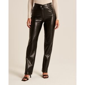 NEW Abercrombie & Fitch Faux Leather 90s Straight High Rise Pants 25/0s